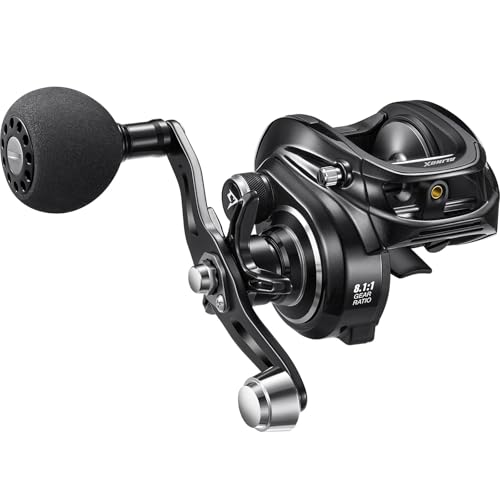 Piscifun Alinox 300 Baitcaster Fishing Reel,Aluminum Frame Baitcasting Reel, 33Lbs Max Drag, Freshwater & Saltwater Low Profile Casting Reel for Musky, Available in 6.6:1/8.1:1 Gear Ratio - color: Black