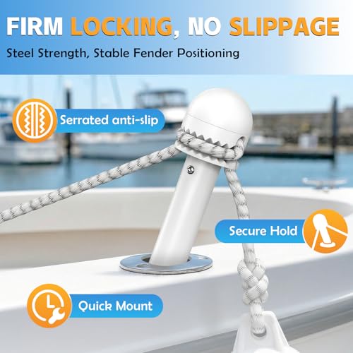 Salcod Boat Fender Rod Holder, Line Adjuster with Easy-Grip Head, 1 Pack | Fits Compatible Rod Holders, Holds Fender Line for Height Adjustment, Non-Slip Plastic Grip Head, No-Drill Docking Setup - size: 1 Pack