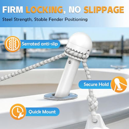 Salcod Boat Fender Rod Holder, Line Adjuster with Easy-Grip Head, 1 Pack | Fits Compatible Rod Holders, Holds Fender Line for Height Adjustment, Non-Slip Plastic Grip Head, No-Drill Docking Setup - size: 1 Pack