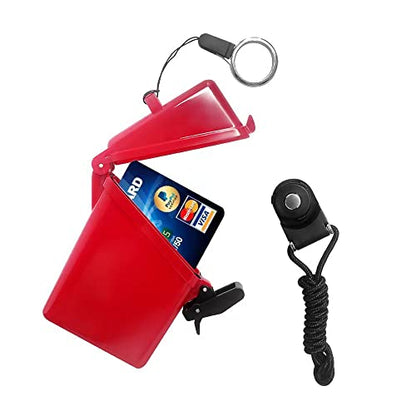 Sport Waterproof ID Card Badge Holder Case with Lanyard Cover Multiple Credit Cards, Registration, ins Card Heavy Duty Durable Locker Dry Box (Red,2pack) - color: Red,2pack