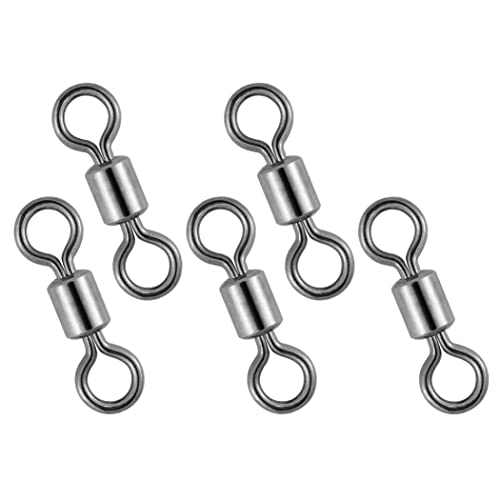 Dr.Fish 50 Pack Fishing Micro Swivels Fly Fishing Rolling Barrel Black Nickel Swivels High Strength Solid Rings Hook line Connector - size: 7mm(20LB)-50pk
