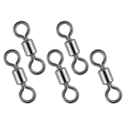 Dr.Fish 50 Pack Fishing Micro Swivels Fly Fishing Rolling Barrel Black Nickel Swivels High Strength Solid Rings Hook line Connector - size: 7mm(20LB)-100pk