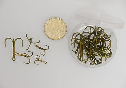 20pc/Box Fishing Treble Hooks Set High Carbon Steel Fishing Hooks Classic Round Bend Hook 2# 4# 6# 8# 10# - color: Tea, size: 6#-20pcs