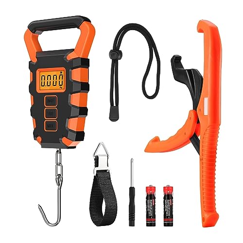 50Kg/10g Waterproof Digital Fishing Scale with Fish Grip Ruler for Luggage, Travel & Construction Site Weighing - color: A1