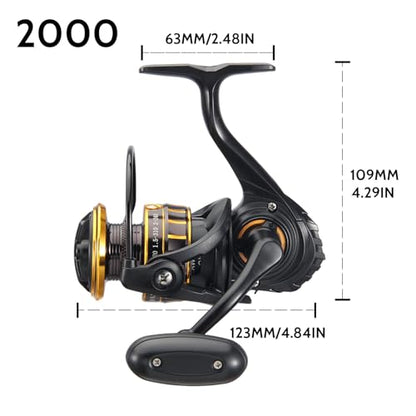 CT Surf Saltwater Fishing Reels, 5+1 Double-Shielded Stainless-Steel BB, 22LBs Max Drag, 5.2 Gear Ratio, CNC Aluminum Spool & Handle Freshwater and Saltwater Spinning Reel - size: 2000