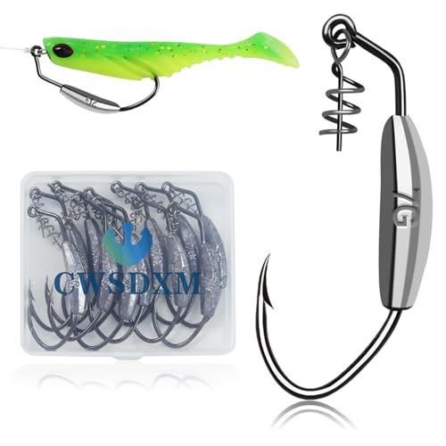 Weighted Swimbait Hooks, 6pcs Underspin Swimbait Hook with Twistlock, Weighted Crank Hooks with Gold/Silver Spinner Blades for Soft Fishing Lures - color: d-1/4oz-12pcs