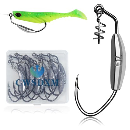 Weighted Swimbait Hooks, 6pcs Underspin Swimbait Hook with Twistlock, Weighted Crank Hooks with Gold/Silver Spinner Blades for Soft Fishing Lures - color: d-1/4oz-12pcs