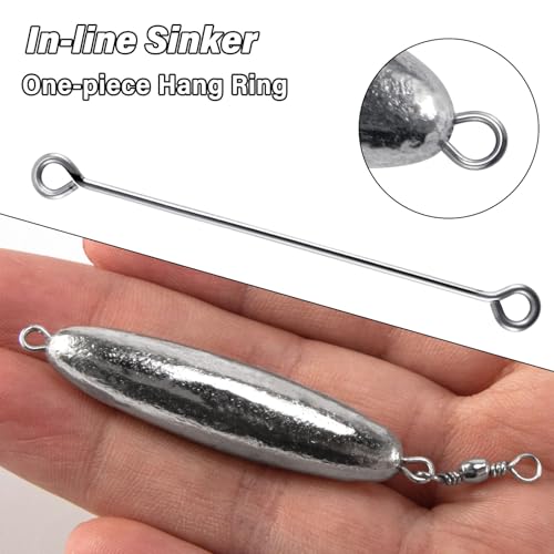 Dr.Fish 10 Pack in-line Trolling Sinkers with Swivel Torpedo Weight Lead Fishing Sinkers Double Ring Saltwater Freshwater Salmon Walleye Trolling - size: 3/4oz-10 Pack