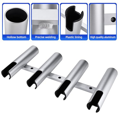 NovelBee 4 Tube Fishing Rod Holder for Boat,Aluminium Rod Rack with Screws | 4 Tube Rod Holder for Boat;Aluminium Fishing Rod Rack;Wall-Mounted Rod Pole Holder with Screws - color: Silver & Black
