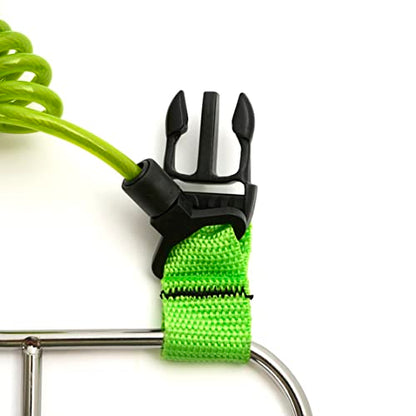 Calissa Offshore Kayak & Spearfishing Stainless Steel Fish Stringer Clip + 36” Steel Core Lanyard+Speargun Spear Fishing Freedive Freediving Scuba Dive Diving Large Holder - style: Green - Xtra Heavy Duty