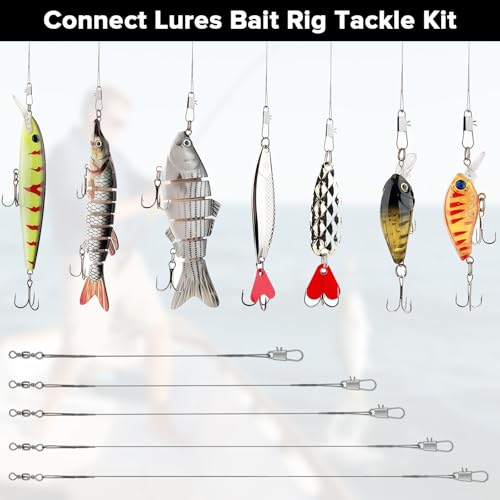 DONQL 50pcs Fishing Leaders, Stainless Steel Fish Line, 10/15/20/25/30cm Wire with Swivels Snaps Connect Fishing Gear and Equipment Tackle Kit, for Bait Lures Rigs Hooks - color: Silver