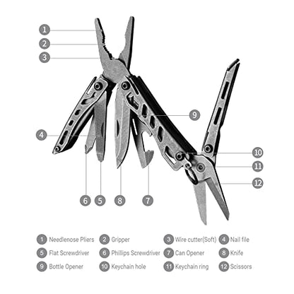 Nextool EDC Keychain Multitool, 10 in 1 Mini Pocket Knife Multi Tool with Needlenose Pliers, Scissors, Mini Useful Cool Gadgets for Men, Gifts For Dad Men Him Boyfriend-Dark - color: Dark