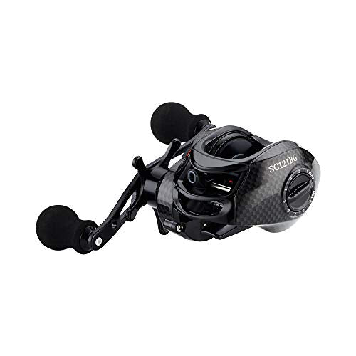 FISHDROPS Baitcaster Reels, 9+1BB, CNC Aluminum Spool, Magnetic Brake System Bait Caster Reel High Speed Gear Ratio 7.0:1 Ultra Smooth Low Profile Baitcasting Fishing Reel - color: Right - Carbon Black