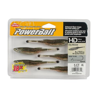 Berkley PowerBait Drip Minnow Fishing Soft Bait - color: HD Spottail Shiner, size: 4"