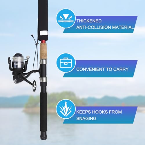 Neoprene Fishing Rod Sleeve Protective Rod Covers for Fishing Pole Sleeve Hook-Resistant Rod Storage Case – Fishing Pole Protective for Storage & Transportation - size: 1pcs 74.8"
