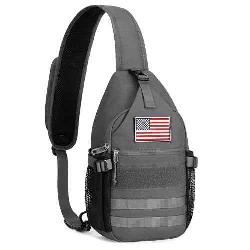 HALOVIE Anti-theft Sling Backpack RFID Crossbody Travel Daypack | Lightweight, Molle, Phone Pack, Hiking Trip Daily Use One Shoulder Bag, EDC Tactical Chest Side Pack Gift for Men - color: Gray
