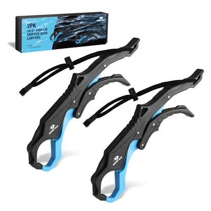 Mossy Oak 2pc 10.5'' Fishing Lip Grippers – Lightweight Nylon & Fiberglass with Lanyards,Non-Slip Handles, for Fishing Lovers, Suitable for Freshwater and Saltwater - size: 2pc
