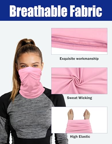 JHYWELL Cooling Neck Gaiter Face Mask, UV Protection Masks Gator, Windproof Bandana for Skiing, Fishing, Hiking, Cycling - color: Pink Pack