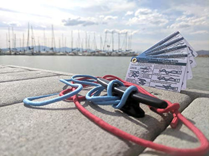 ReferenceReady Nautical Knot Tying Kit for Boaters and Sailors | Waterproof guide to best boating & sailing knots, 4” practice cleat, & practice cord. Great boater gift & boating gear.