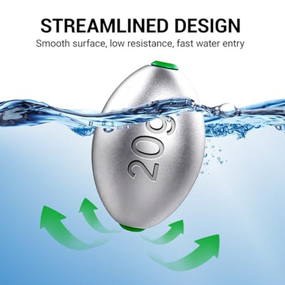 Fishing Egg Lead Sinkers Kit, 20pcs/25pcs Oval Shot Drop Weights Sinker for Bass Carp Catfish Saltwater Freshwater Casting Bottom Fishing Tackle (0.35oz/0.53oz/0.7/1oz) - color: 3/4oz-25pcs