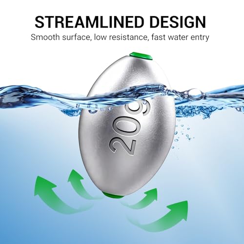Fishing Egg Lead Sinkers Kit, 20pcs/25pcs Oval Shot Drop Weights Sinker for Bass Carp Catfish Saltwater Freshwater Casting Bottom Fishing Tackle (0.35oz/0.53oz/0.7/1oz) - color: 3/4oz-25pcs