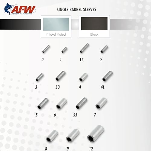 AFW Thin Wall Double Barrel Crimp Sleeves - Premium Fishing Copper Crimp Sleeve with Burr Free Black Finish, Enhanced Flexibility - Durable and Lightweight - Retail & Bulk Pack Available - color: Black, style: #6/.082" - 1,000 pc