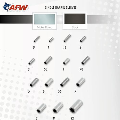 AFW Thin Wall Double Barrel Crimp Sleeves - Premium Fishing Copper Crimp Sleeve with Burr Free Black Finish, Enhanced Flexibility - Durable and Lightweight - Retail & Bulk Pack Available - color: Black, style: #7/.106" - 100 pc