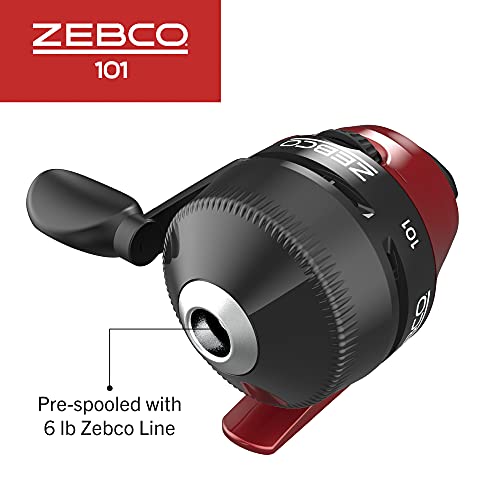 Zebco 101 Spincast Reel and Fishing Rod Combo, 5-Foot 2-Piece Fiberglass Fishing Pole with EVA Handle, Size 20 Reel, Quickset Anti-Reverse Fishing Reel, Right-Hand Retrieve, Black/Red