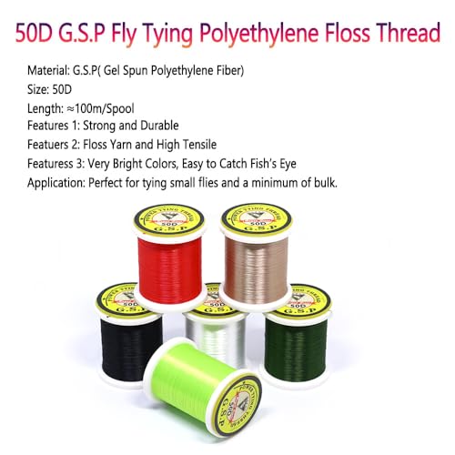 Fly Tying Thread 6 Colors 50D GSP High Tensile 12/0 Tying Thread Fly Tying Materials