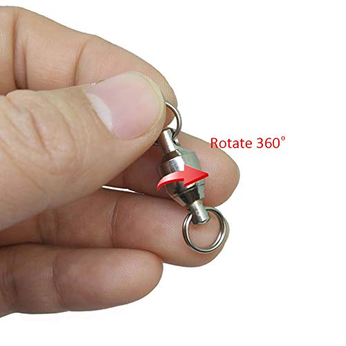 25/50pcs Ball Bearing Swivel Fishing Stainless Split Ring Fish Hooks Connectors for Saltwater 7LB-132LB - size: 5#-0.98"/44LB- 50PCS