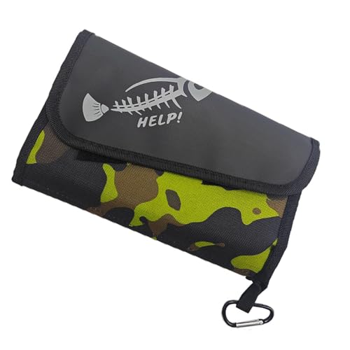 Soft Lures Storage Bag Fishing Baits Binder Carrying Fishing Leader Tackle Wallet Bag with Carabiner Baits Storage Pouches - color: camouflage green