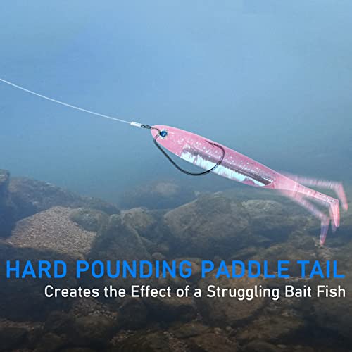 Dr.Fish Paddle Tail Swimbaits, Soft Fishing Lures for Bass Fishing 2.75-4.75 Inches, Freshwater & Saltwater Soft Plastic Baits Swim Shad Bait Minnow Lures Drop Shot - color: Pink, size: 2.7"-6 Pack