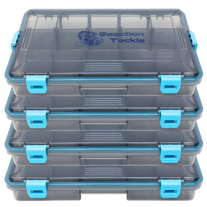 Reaction Tackle Standard Tackle Trays, Plastic Tackle Box Organizers with Four Secure Latches, Removable Dividers and Semi Transparent Lid for Fishing Storage - 3600 (4-Pack) - size: 3600 (4-Pack)