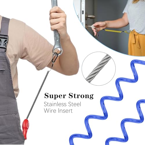 6 PCS Fishing Lanyard Retractable Safety Coiled Lanyard | heavy steel wire inside, equipped with alloy clip, sturdy for pliers and boating tools