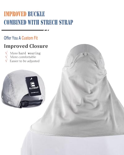 Outdoor Sun Hat for Men Women UPF 50+ Fishing UV Hat with Neck Flap Face Cover for Sun Protection - color: Light Grey