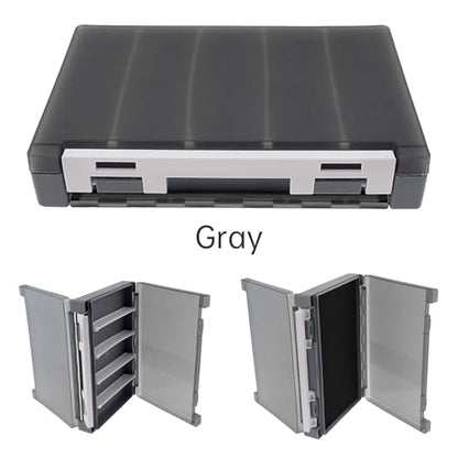 Double Sided Fishing Lure Box Organizer, Fishing Tackle Box Storage Hard Plastic Container Case for Lure Bait Hooks Beads (Gray, 7.8 * 5.8 * 1.6 inch) - color: Gray