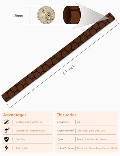 Accering Honeycomb Pattern Heat Shrinking Tube Heat Shrink Wrap Tubing Waterproof for Tennis Racquets Badminton Handle (φ25mm, L5.25 ft, Brown) - color: Brown, size: φ25mm, L5.25ft