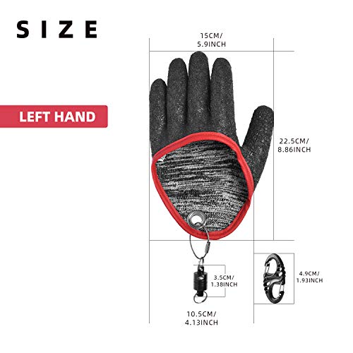 SF Fly Fishing Puncture Proof Gloves with Magnet Release Waterproof Fish Landing Glove Professional - color: Left Hand