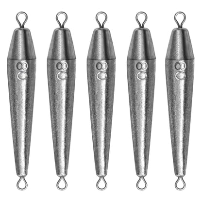 THKFISH Fishing Weights，Inline Trolling Sinkers Fishing Weights Sinkers Double Ringed One Piece Wire Lead Fishing Weights,Torpedo Sinkers Saltwater Freshwater 1oz-3.5oz, silver - size: 2.8oz 6pcs
