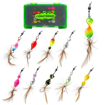 FONMANG Fishing Lure Spinner baits for Freshwater and Saltwater,2026 New Bass Trout Fishing Lures Also for Crappie Salmon Walleye Pike - color: E-10Pcs Twisted spinner