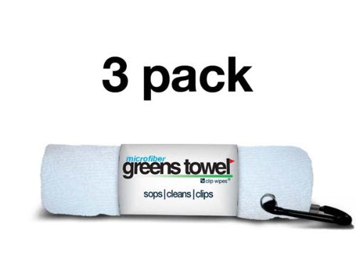 White 3 Pack Golf Towel Set for Golf Bags with Clip, Plush Microfiber Nap Fabric, 16x16, The Original (Pure White) - color: Pure White