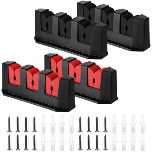 Sratte 4 Pcs Rod Holders for Fishing Boat Wall Mount Fishing Pole Holders Horizontal EVA Foam Garage Rod Rack Summer Boat Accessories for Men Gifts - color: Black & Red, size: 7.8 Inch