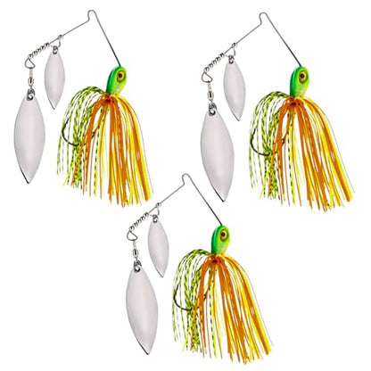 Reaction Tackle Spinner Bait, Compact Profile Fishing Lure with Flash and Vibration for Bass, Trout, Pike, Salmon and Walleye (3-Pack) - color: Hot Tiger, size: 1/2 Oz