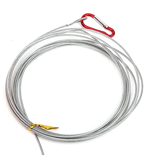 HERCHR Fishing Stringer, Stainless Steel Fish Stringer Lock Cable Accessory with 5 Locking Movable Buckle Snaps for Sea Ice Kayak Fishing