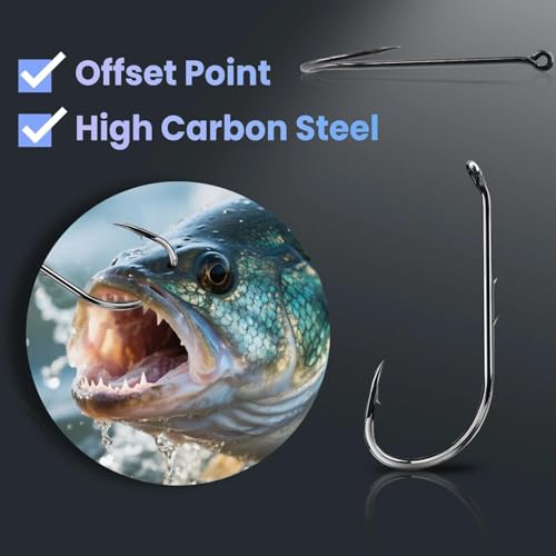 Baitholder Fishing Hooks 50Pcs Bait Holder Hooks Offset/Double Barbed/Long Shank/Down Eye for Soft Live Baits Saltwater - color: 50pcs, size: 8#
