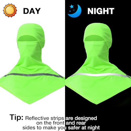 Seematn 4 Pcs Summer Balaclava Men Women Sun Face Mask for UV Protection Neck Covers with Reflective Strip Construction Work - color: Green