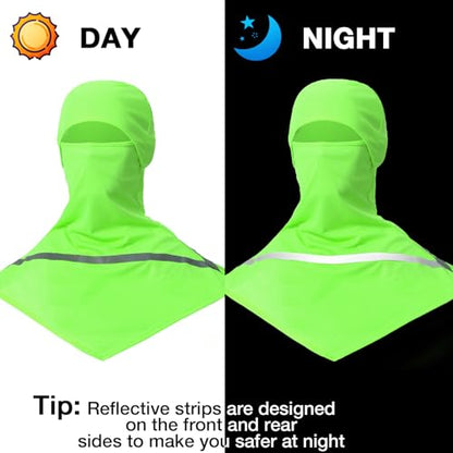 Seematn 4 Pcs Summer Balaclava Men Women Sun Face Mask for UV Protection Neck Covers with Reflective Strip Construction Work - color: Green