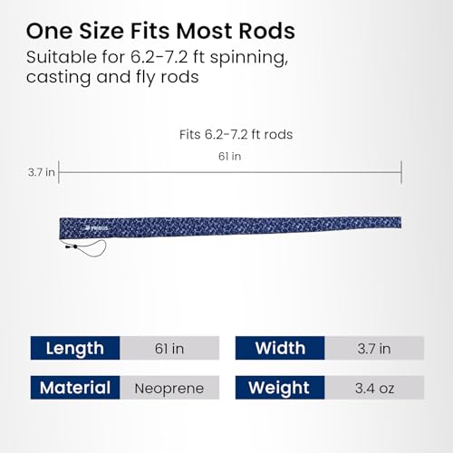 Pristis Fishing Rod Sleeve, Premium Neoprene Storage Cover Bag, 60'' Length Puncture Resistant Fly Fishing Rod Sock Tube Protector, Lightweight Protective Cover for Spinning Casting Trolling Poles
