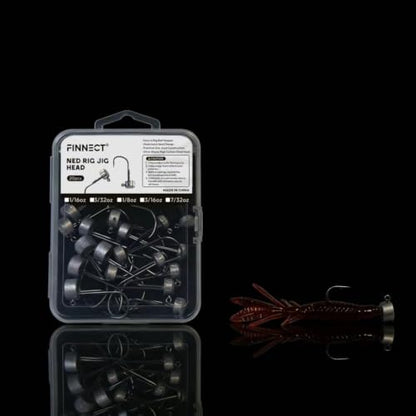 20Pcs Ned Rig Jig Heads 1/16-1/4oz Dual Antislip Barbs for Bass | Dual Anti-Slip Barbs Design, Mushroom Head Design, Sharp High-Strength Jig Hooks, Precision Die-cast Construction - size: 3/32oz-20Pcs