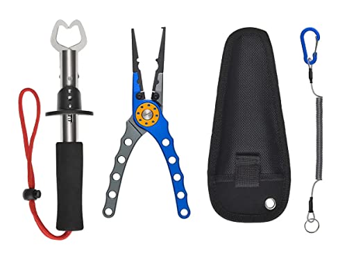 Monoprice Stainless Steel Fishing Pliers, Corrosion Resistant, Multipurpose Fish Pliers, Hook Remover, with Fish Lip Gripper, Lanyard, and Carrying Case - Pure Outdoor Collection